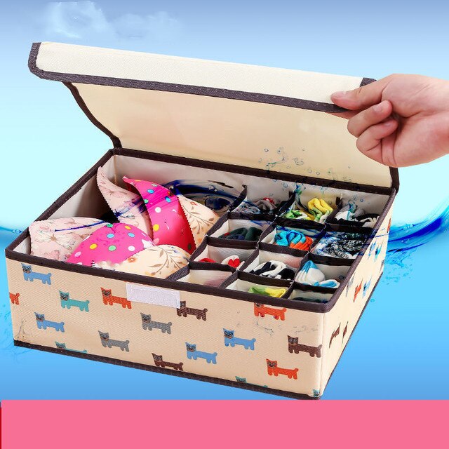 UMMH grids Underwear Storage Box Silk Scarf Organizador Panties
