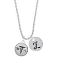 thumbnail image 1 of Delight Jewelry Silvertone Domed Black MA Silvertone Script Initial Disc - Z - Charm Necklace, 20"+3", 1 of 4