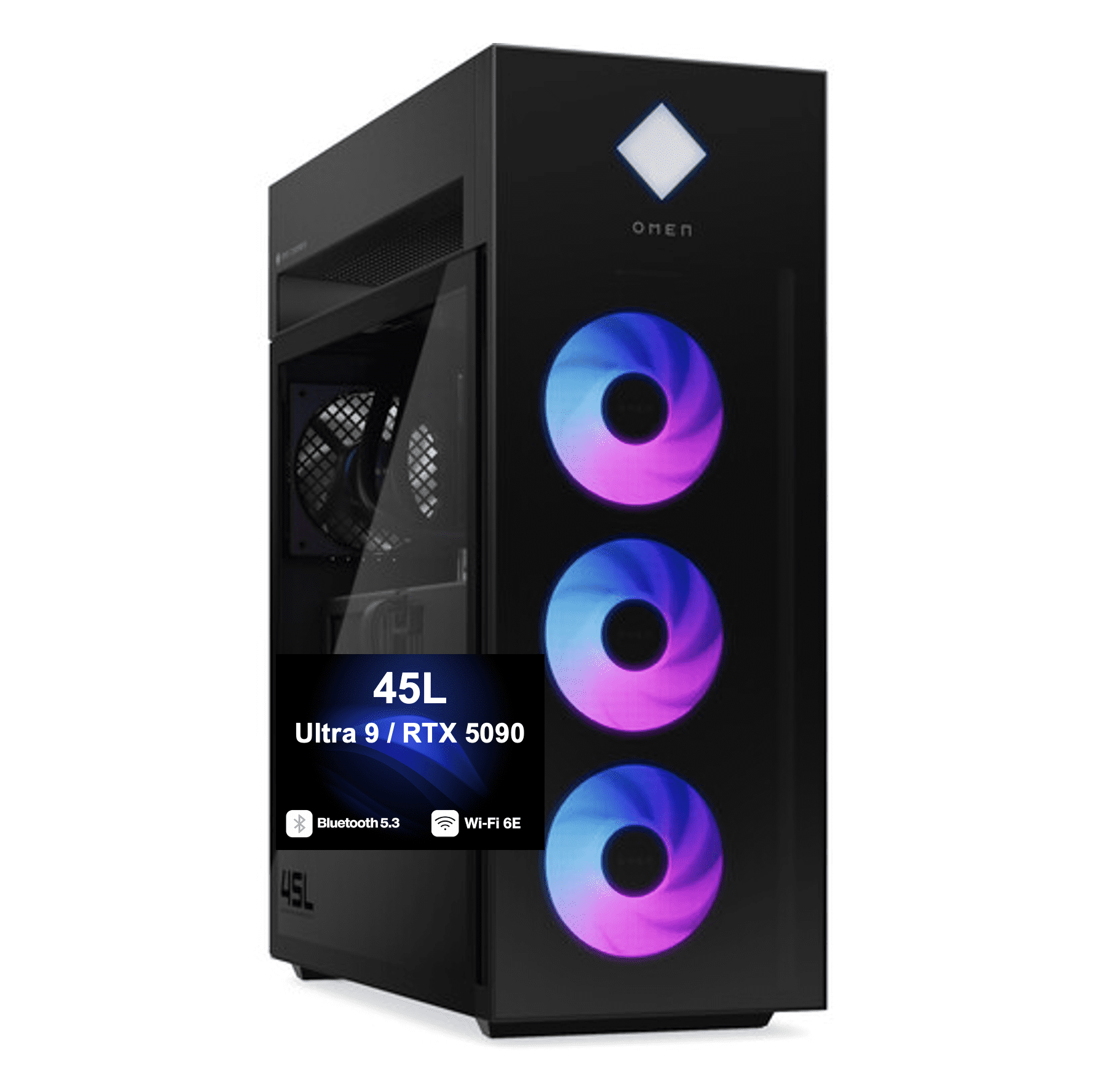 HP OMEN 45L Gaming Desktop PC (Intel Ultra 9- 285K, NVIDIA GeForce RTX 5090 32GB GDDR7, 128GB DDR5, 1TB PCIe SSD + 2TB HDD, RGB Fans, 360mm AIO, 1200W PSU, WiFi 6E, Win 11 Pro) w/DKZ USB Port Expander