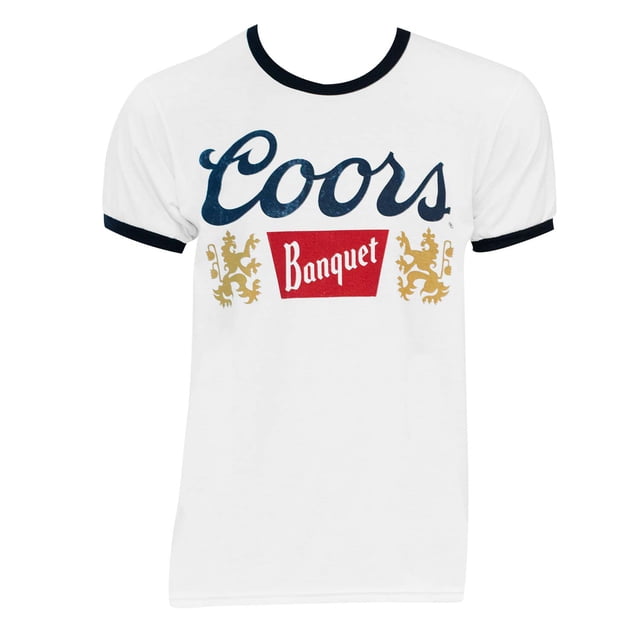 Coors Vintage Logo Men's White Ringer T-Shirt-3XLarge