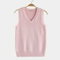 thumbnail image 4 of TTUHYWXI Women’s Sweater Vest V Neck JK Uniform Kint Vests Solid Classic Sleeveless Pullover Sweaters Tops (Pink, XXL), 4 of 4