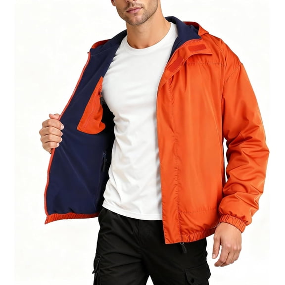GINGTTO Men's Winter Softshell Fleece Lined Reversible Bomber Jacket with Detachable HoodGINGTTO Mens Winter Jacket Softshell Fleece Lind with Detatchable Hood,Reversible Bomber Windbreaker for Men