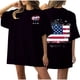 thumbnail image 1 of Camiseta de Cuello Redondo Impresa Delantera Y Trasera Del Día de la Independencia de las Mujeres, Tops Cortos Casuales para las Mujeres, 1 of 5