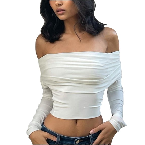 Vedolay Womens Tops Long Sleeve Fall Fashion Basic Workout Casual Tunics Tops Blouses White,S