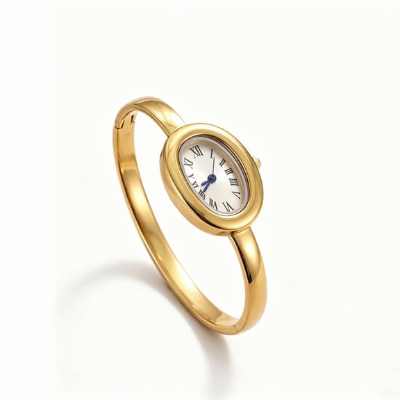 DESIGNICE Gold Bangle Watch for Women,Vintage Oval Dial Roman Numerals Watch | Elegant Watch for Ladies Jewelry,Dainty Womens Watch,Easy Read,Stainless Steel,Small Analog Quartz,Gift Ready