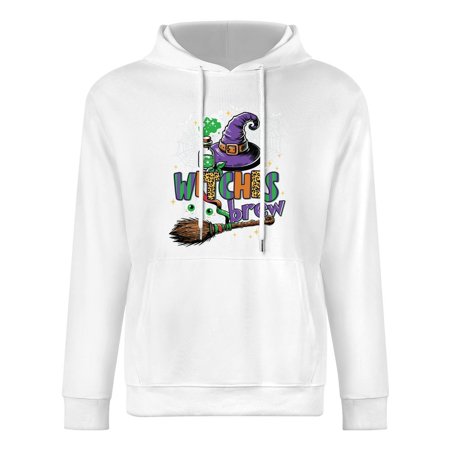 Shukong White Unisex Vintage Halloween Sorceress Print Hoodie S-3XL, Stylish & Comfy Cotton Pullover Top