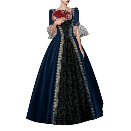 UPPADA Plus Size Victorian Dress for Women Lace Up Flare Sleeve Ball Gown with Corset Evening Party Maxi Gowns Vintage Cocktail Dress Wedding Dresses Gifts for Women