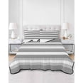 thumbnail image 3 of Grey Stripe Queen Size Down Alternative Comforter, Lightweight Comforter Quilt Bedding Set with Pillow Shams Minimalist Farmhouse Striped All Seasons Bed Comforter Duvet Insert 90"x96", 3 of 7