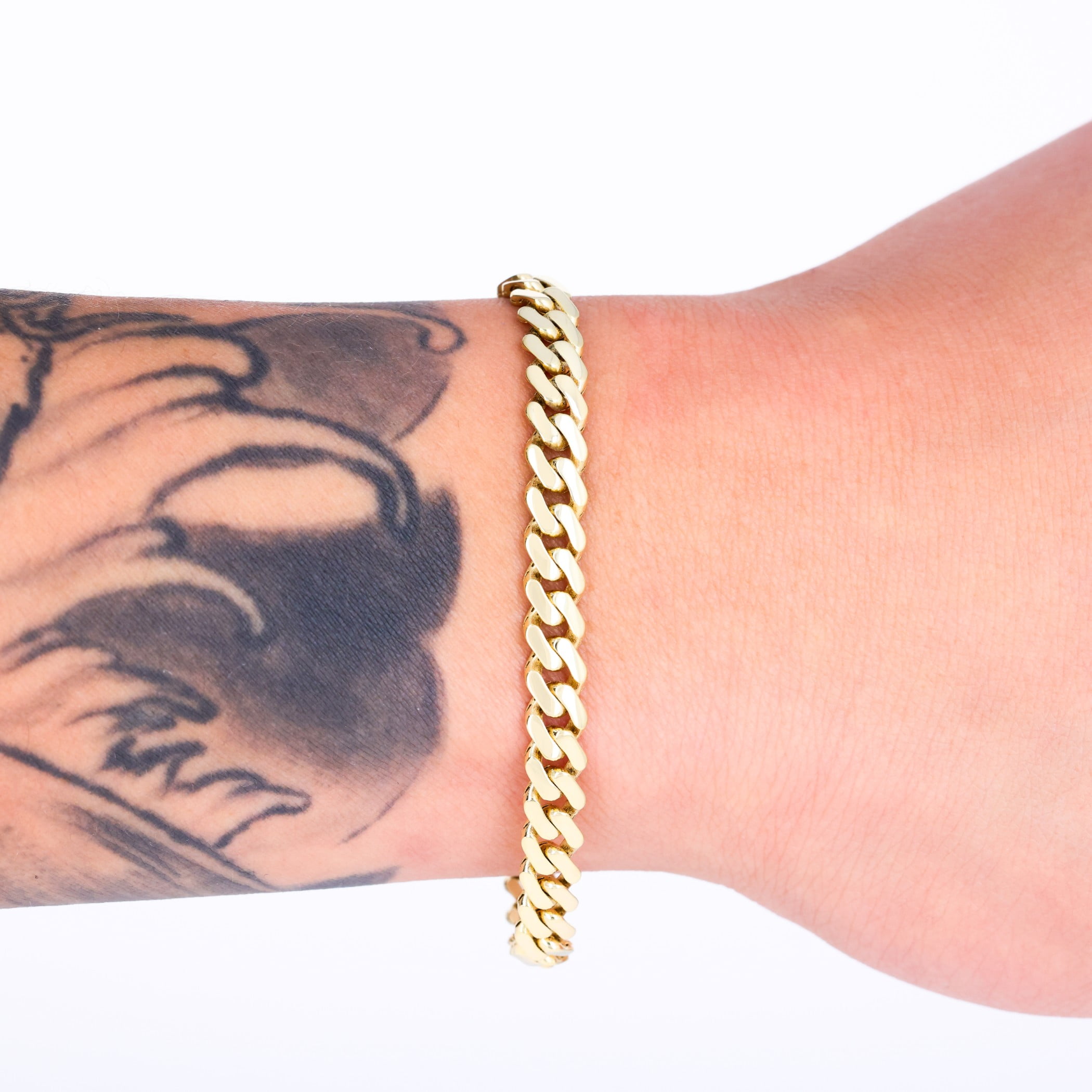 Nuragold 14k Real Yellow Gold Royal Monaco 6mm Miami Cuban Link Bracelet (7"-9") Italian Jewelry for Men & Women
