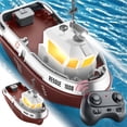 thumbnail image 3 of HLONK RC Boat  1/144 2.4Ghz RC Tugboat for Pools and Lakes  High-Speed Remote Control Boat Ship with Dual Motor and LED Light Boats Water Toys - RTR Version (Brown), 3 of 9