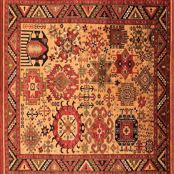 Ahgly Company Indoor Square Oriental Orange Industrial Area Rugs, 8' Square