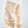 thumbnail image 4 of WERYOUNG Girls Boys Cargo Pants Spring Summer Comfortable Solid Color Stretch Elastic Waist Wide Leg Mesh Jogger Pants With Pockets Baby Leisure Sweat Pants,Khaki,4-5 Years, 4 of 9
