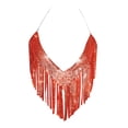thumbnail image 4 of CUSTG Women Tank Top Trendy Sexy Sequins Slim Fit V Neck Cropped Camisole Spaghetti Strap Stylish Versatile Vest Top For Ladies Club And Party Wear,Red,One Size, 4 of 4