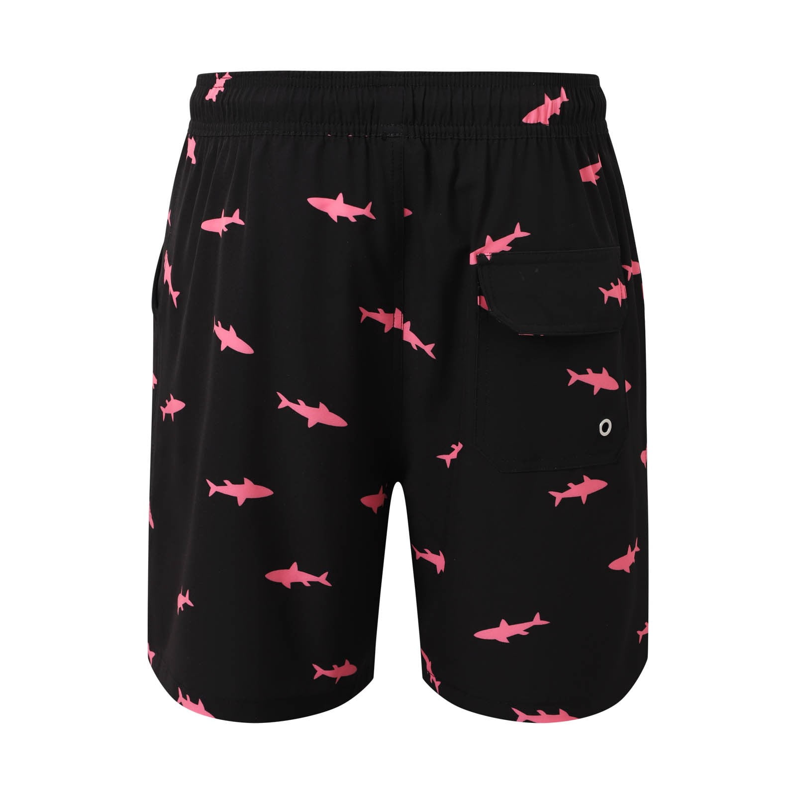 Tisuna Mens Swim Shorts Shark Print Drawstring Elastic Waist Straight Leg Trunks With Liner Casual Stylish Fit Male Holiday Summer Surfing Shorts Black Size Xxxl
