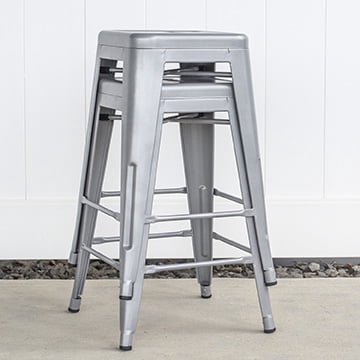 AmeriHome 3 Piece Silver Finish 24-inch Metal Backless Bar Stools