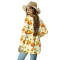 thumbnail image 3 of SCRAWLGOD Thanksgiving Pumpkins Cardigan Jackets for Women Lightweight Sweatshirt Long Sleeve Work Cardigan for Women Office Casual Long Comfy Cardigans Size L, 3 of 7