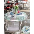 thumbnail image 4 of Outdoor Tablecloth with Umbrella Hole and Zipper, Sea Turtle Coastal Round Table Cloth 54 Inch Waterproof Tablecloth, Blue Green Summer Beach Coral Wooden Picnic Table Cover for Patio Camping, 4 of 7
