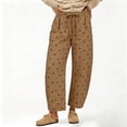 thumbnail image 2 of JIAYUE Women Straight Leg Pants Polka Dot Print Drawstring Elastic Waist Side Pockets Loose Trousers for Fall Baggy Wear, 2 of 6