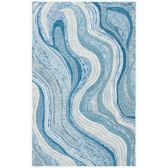 SAFAVIEH Soho Stanice Abstract Area Rug, Blue/Ivory, 4' x 6'