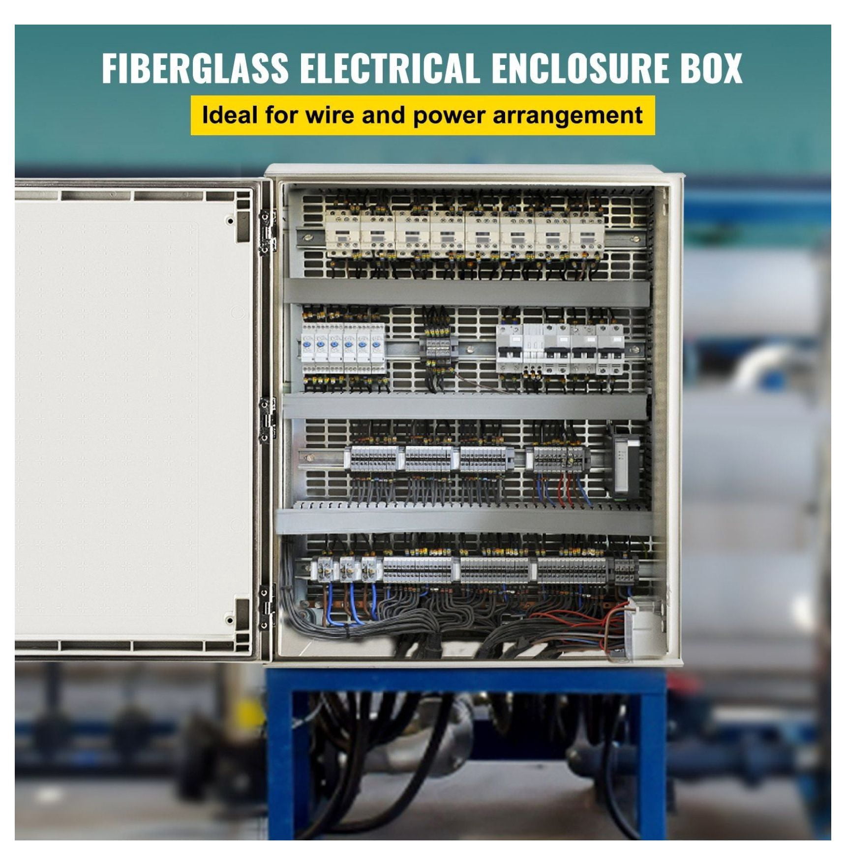 NEMA 4X Enclosure Fiberglass Electrical Box 24x20x9", IP66 Waterproof Outdoor Junction Box, Mounting Plate Included, Industrial & DIY Projects