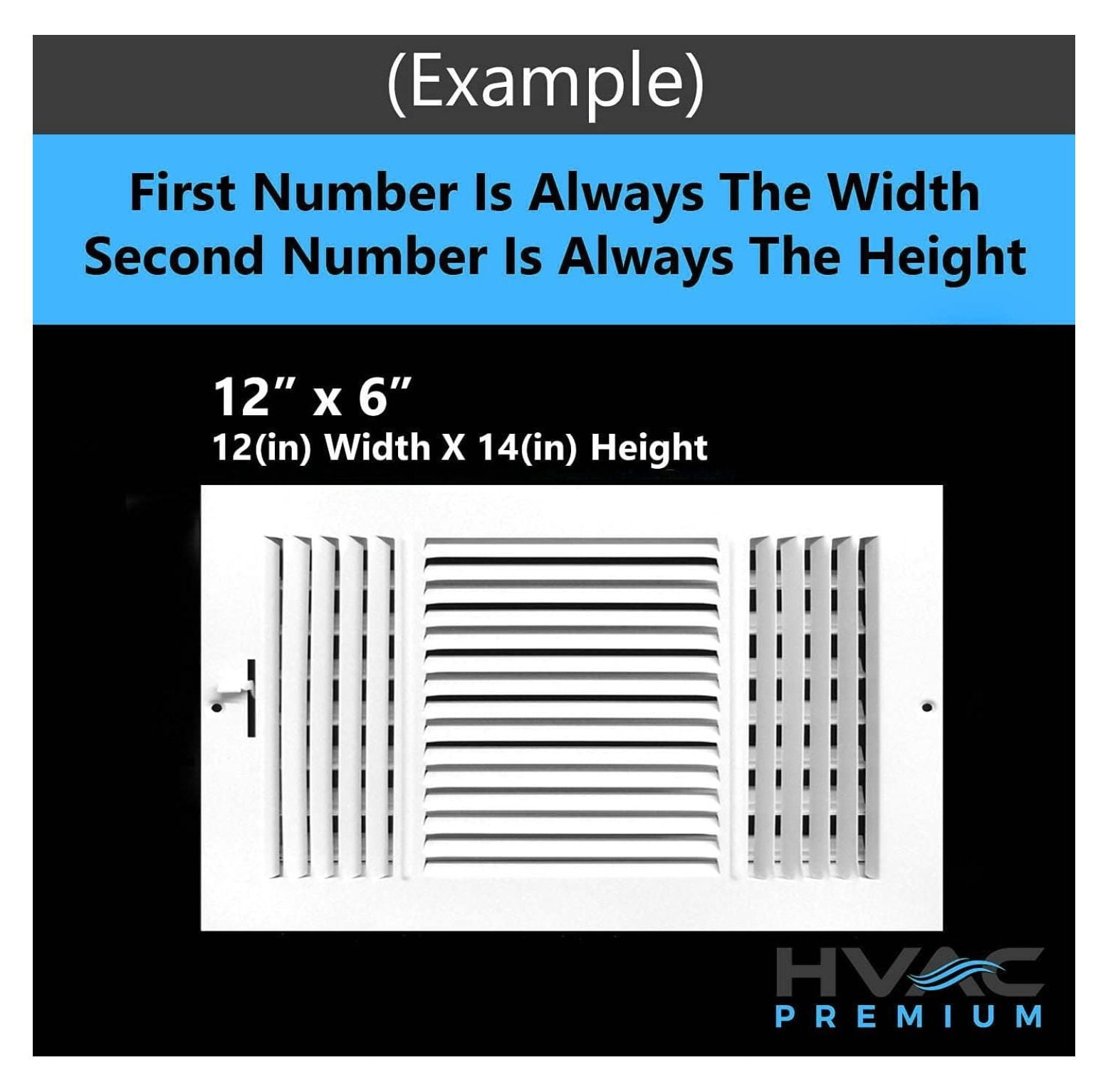 16'' X 6'' 3-Way AIR Supply Grille - Vent Cover & Diffuser - Flat Stamped Face - White [Outer Dimensions: 17.75''w X 7.75''h]