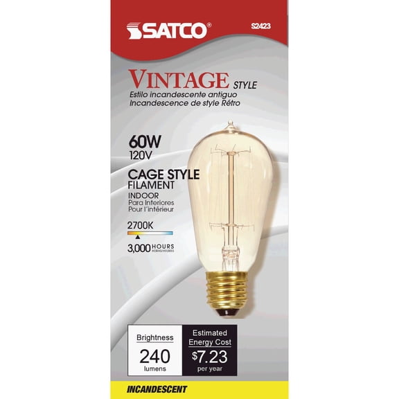 Satco S2423 Medium Bulb in Light Finish, 5.19 inches, Clear