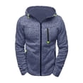thumbnail image 1 of Innerwin Tunic Tops Solid Color Men Cardigan Gym Long Sleeve Drawstring Sweatshirt Blue 2XL, 1 of 2