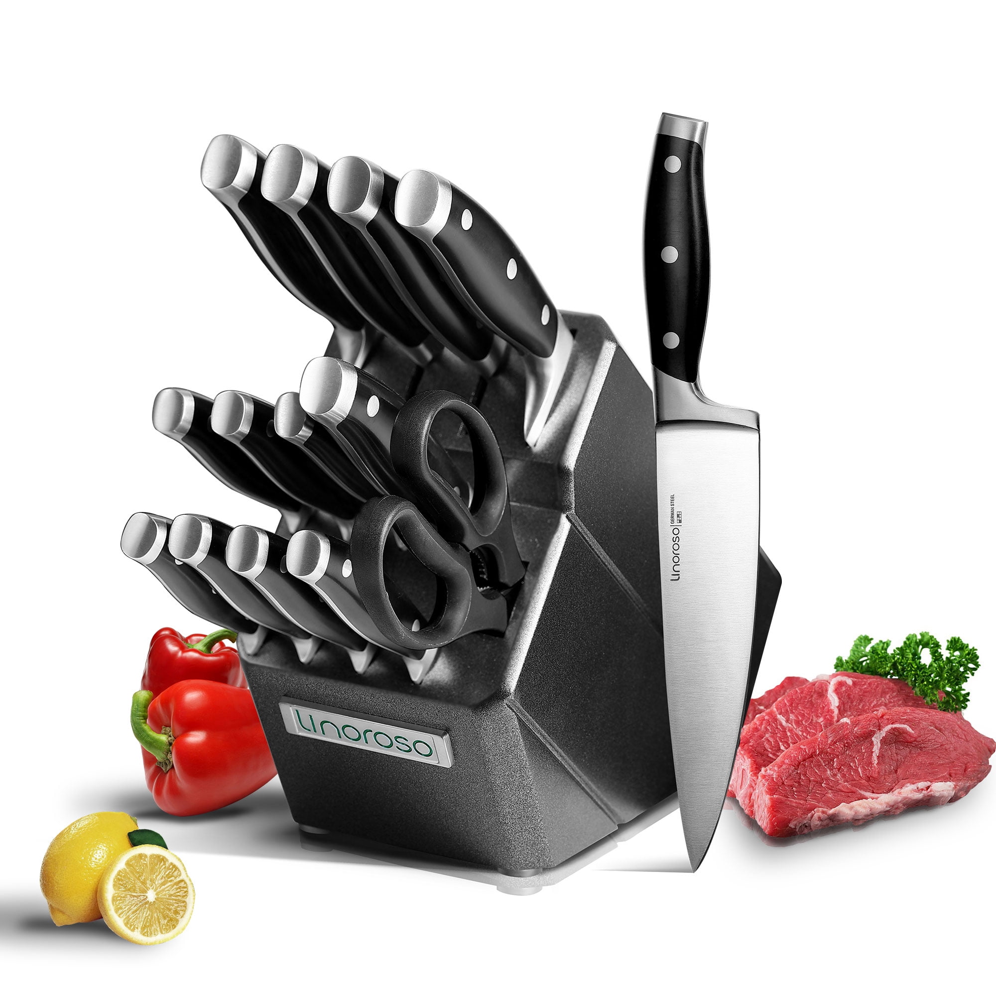 Mercer Culinary Züm 6-Piece Forged Knife Block Set - German Steel Chef, Utility, Paring, Boning & Bread Knives