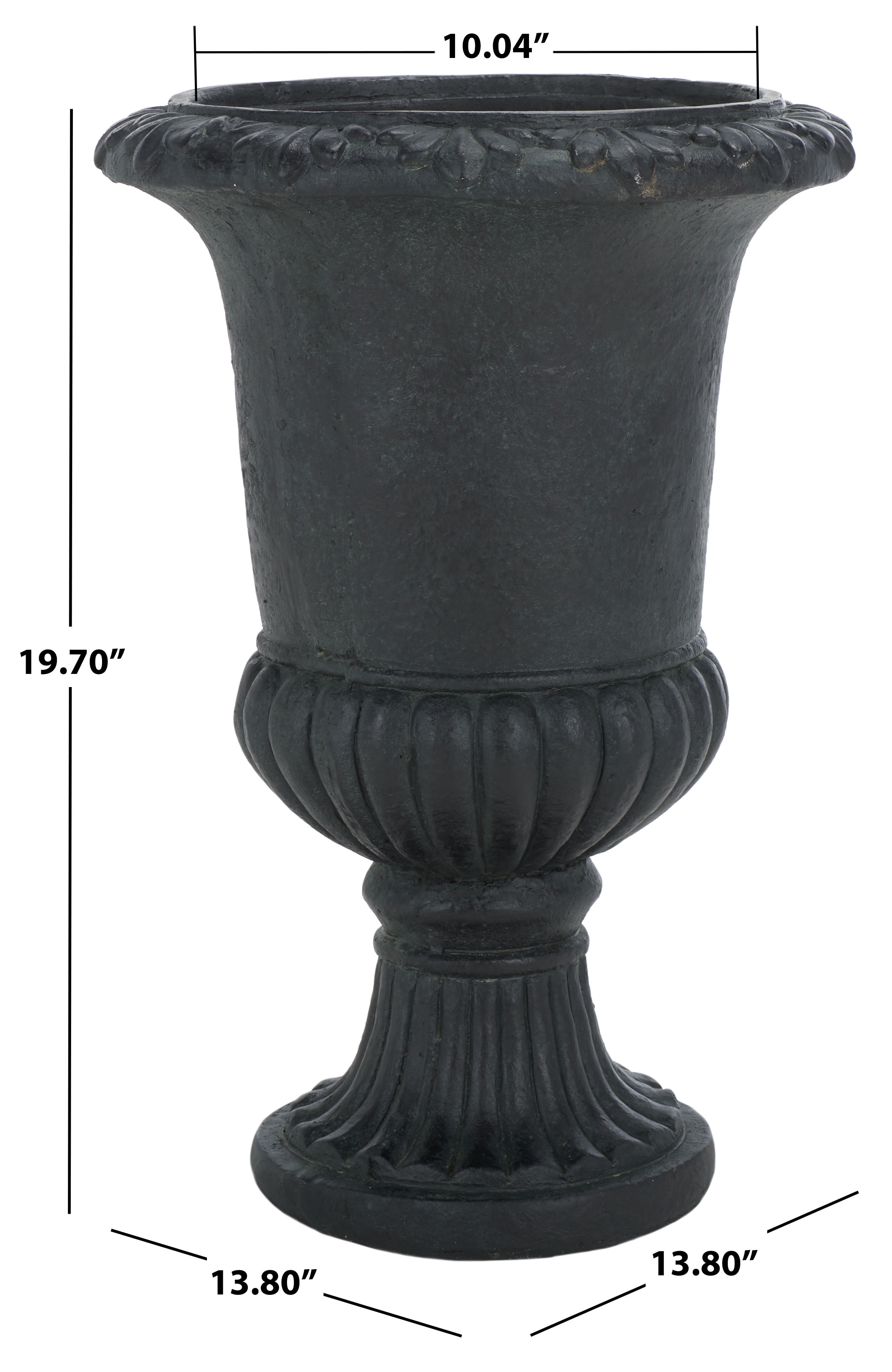 Safavieh 16" x 16" x 22" Pedestal Black Magnesium Oxide Planter