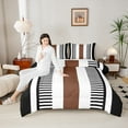 thumbnail image 4 of Homewish Geometric Stripes 3-Piece Full Size Comforter Sets for Teens Boys Girls,Vintage Aesthetic Bedding Comforter Set,Abstract Rectangle Lines Lightweight Bedding Sets,Microfiber Bedroom Decor, 4 of 8