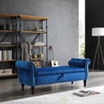 thumbnail image 4 of Modern Velvet End of Bed Storage Bench with Rolled Arms, Flip Top Upholstered Storage Ottoman Nailhead Trimmed Sofa Stool with Solid Wood Legs for Bedroom Living Room, 4 of 12