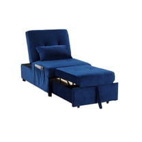 Best Master Furniture Bayani Velvet Adjustable Sleeper Lounge Chaise in Blue