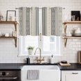 thumbnail image 2 of Boho Stripes Kitchen Curtains Small Short 39 Inch Length, Beige Geometric Modern Flower Stripe Grommet Top Bedroom Living Room Curtains, Light Filtering Cafe Curtain Drapes 2 Panels Set 55''x39'', 2 of 9