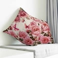 thumbnail image 3 of Pink Roses Pillow Covers 16x16 Inch Decorative Throw Pillow Cover, Spring Floral Elegant Pastoral Butterfly Retro Sofa Pillowcases Accent Cushion Case Home Decor Bedroom Living Room, 3 of 6