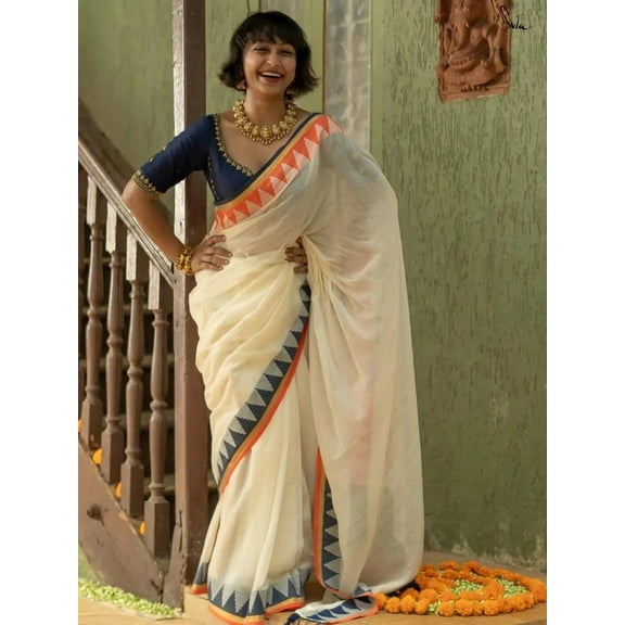 Sarees For Women Soft Pure Cotton Saree Unstitched Blouse
