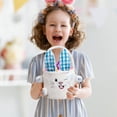 thumbnail image 5 of 14.9in Easter Bunny Candy Bag Storage Basket – Large Fabric Gift Tote with Handles for Kids Treats, Egg Hunt, Party Favor Holder, Holiday Snack Organizer (Blue or Pink), 5 of 6