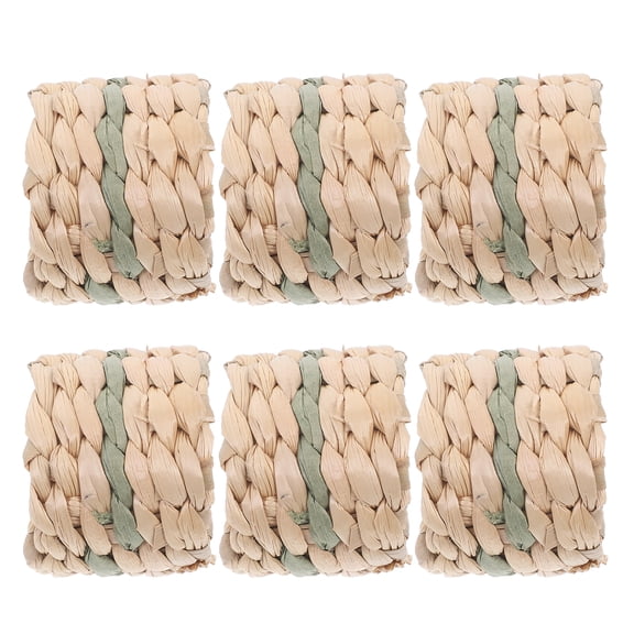 Rustic Wedding Napkin Rings Boho Serviette Farmhouse Dinner Party 6 Pcs Manual Dining Table Cattail Grass Decorations