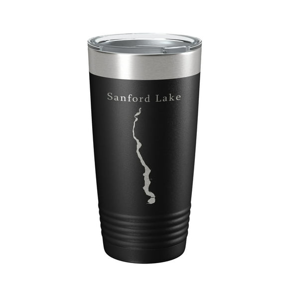 Sanford Lake Tittabawassee Map Tumbler Travel Mug Insulated Laser Engraved Coffee Cup Michigan 20 oz Black