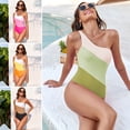 thumbnail image 5 of TNOBHG Women One-piece Swimsuit Women Summer Monokini One-piece Color Matching One Shoulder Skinny Elastic Soft Breathable Quick-dry Swimsuit Beachwear, 5 of 8