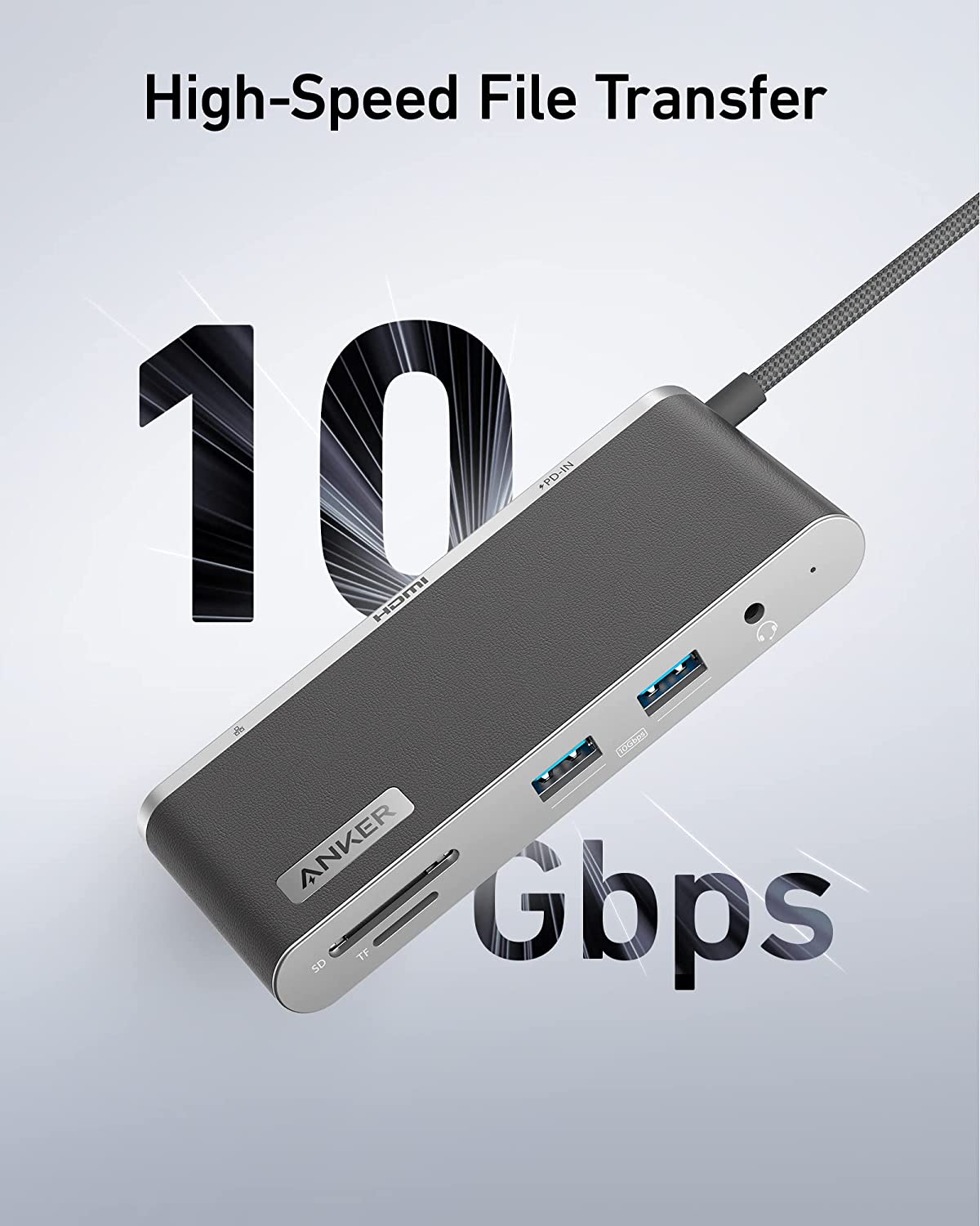 Buy Anker 8in1 USB C Hub with 2 USBA 10 Gbps Data Ports, 100W Power