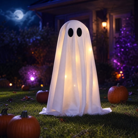 Light Up Standing Halloween Ghost Outdoor Indoor Decorations,Spooky Decor with Built-in LED Lights for Yard Lawn Porch Garden Table Mantel Party Home Fireplace