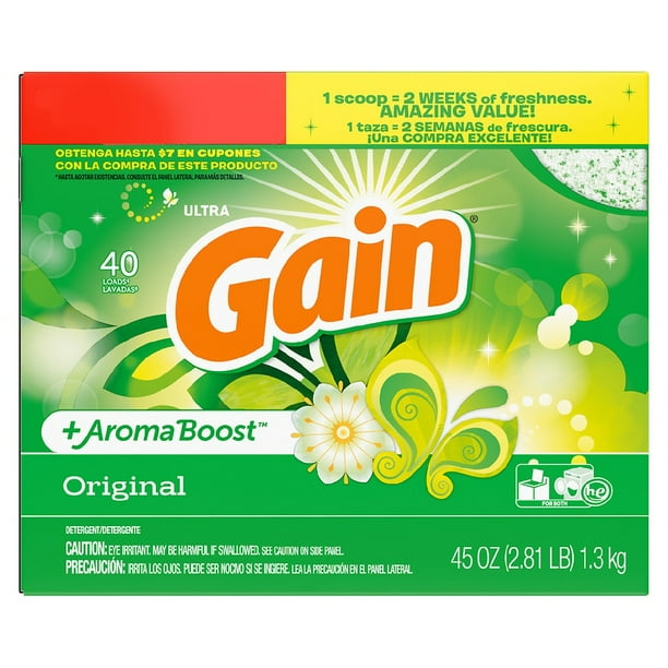 Gain Powder Laundry Detergent for Regular and HE Washers Original Scent