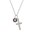 thumbnail image 2 of Delight Jewelry Silvertone Pink Paw on Black Disc Everlasting Love Engraved Cross Zoey Necklace, 28", 2 of 4