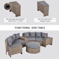 thumbnail image 5 of Outsunny 8 Piece Outdoor Rattan Sofa, Half Round Patio Furniture Set with Side Tables, Umbrella Hole, and Cushions, Mixed Kahki and Mixed Gray, 5 of 9