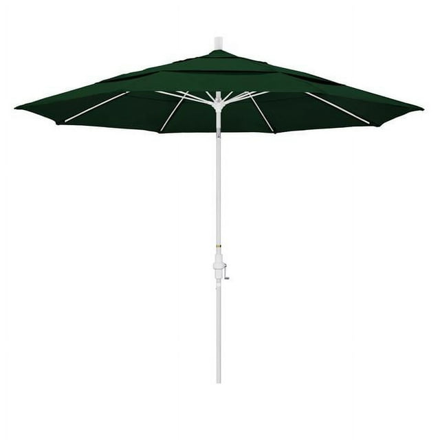 11 Pieds Fibre de Verre Marché Umbrella Collier Inclinaison DV Mat Blanc/oléfine/vert Chasseur