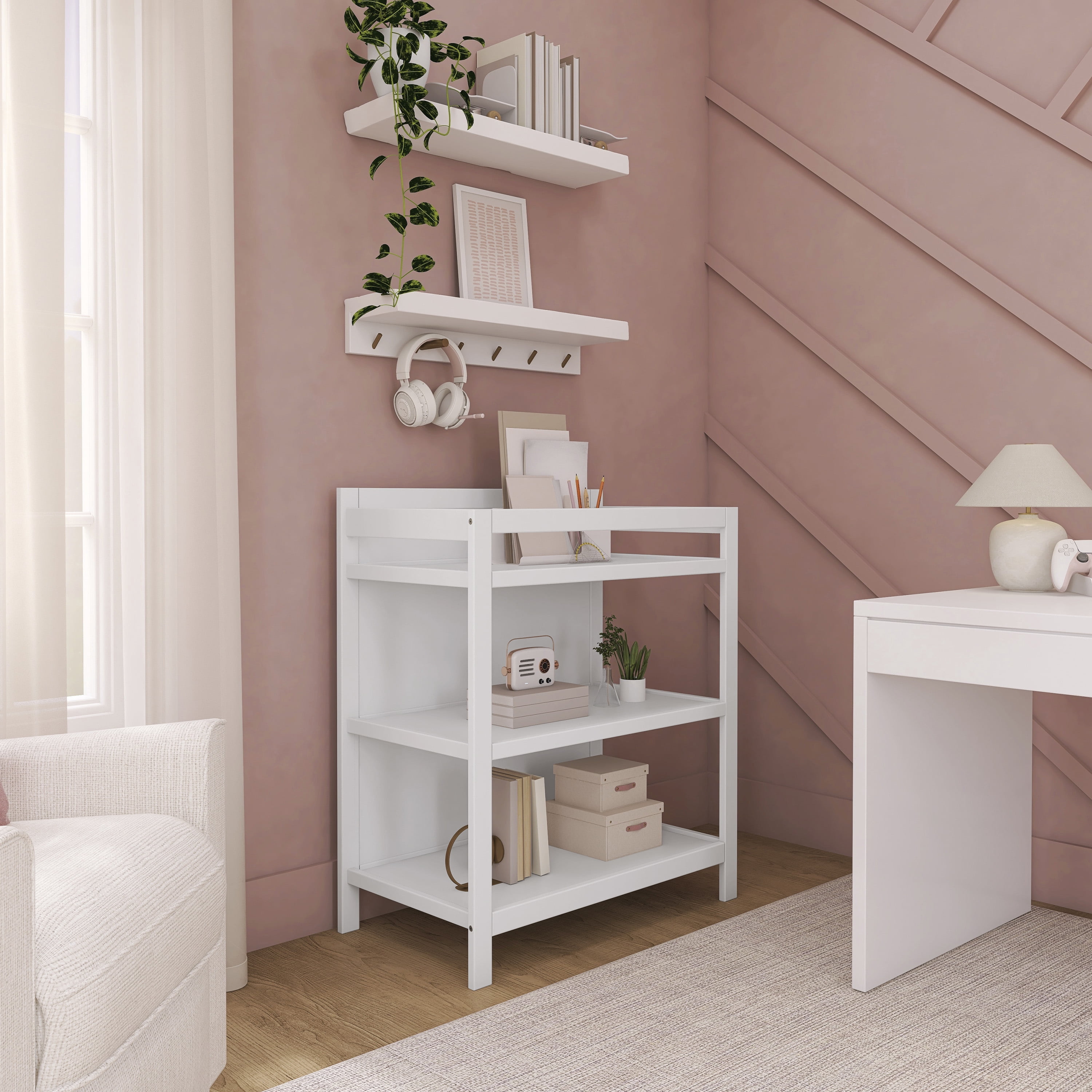 Dream On Me Synergy Convertible Baby Crib and Changer in White with Detachable Changing Table