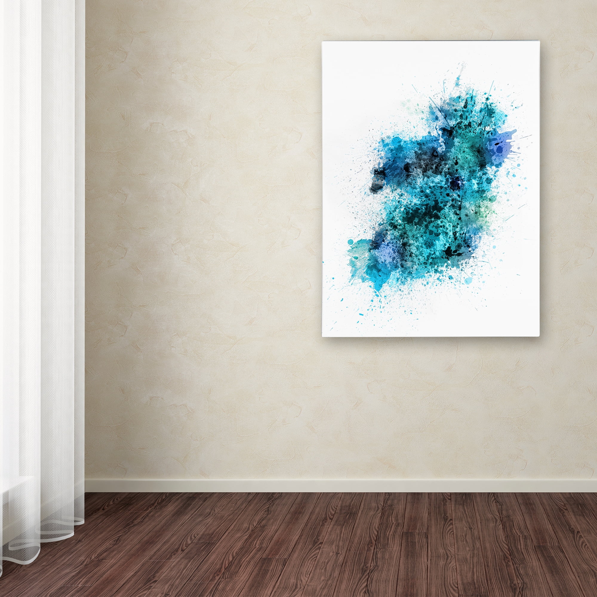 Trademark Fine Art "Ireland Map Paint Splashes" Canvas Art by Michael Tompsett