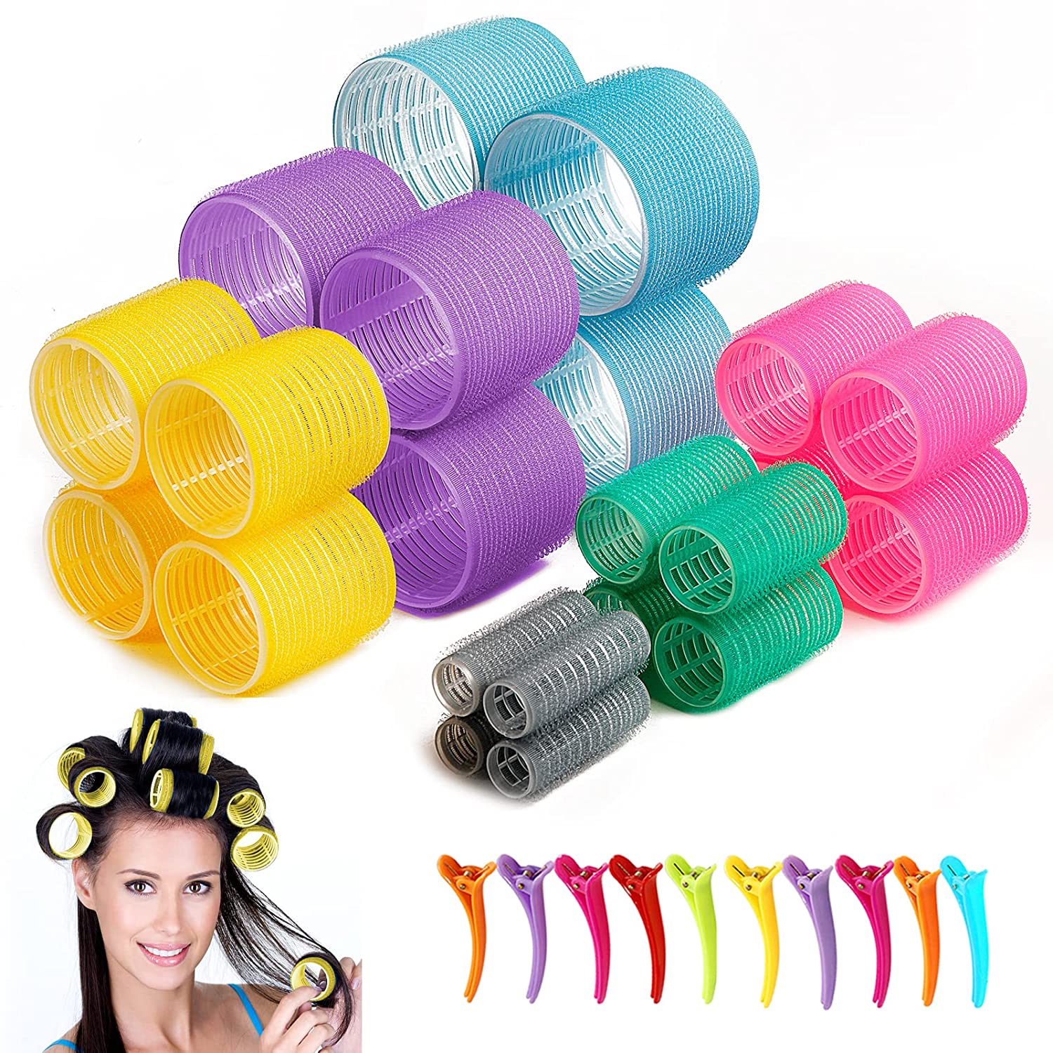 Hair Rollers Jumbo Size sets Self Grip Salon Hair Curlers Large Hair
