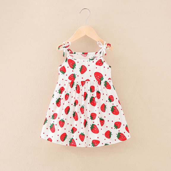 Lilgiuy Baby Girls Summer Casual Dress Summer Toddler Baby Girls Sleeveless Sling Dress Graphic Print Children's Clothing