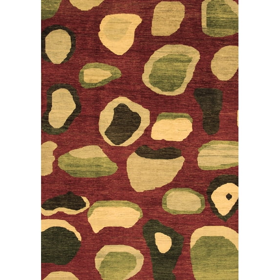 Ahgly Company Indoor Rectangle Abstract Brown Modern Area Rugs, 7' x 9'
